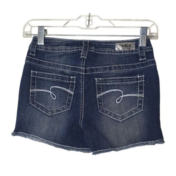 Justice Girls Denim Shorts 14S American Flag Sequin Festive Holiday Frayed Hem - Picture 3 of 7